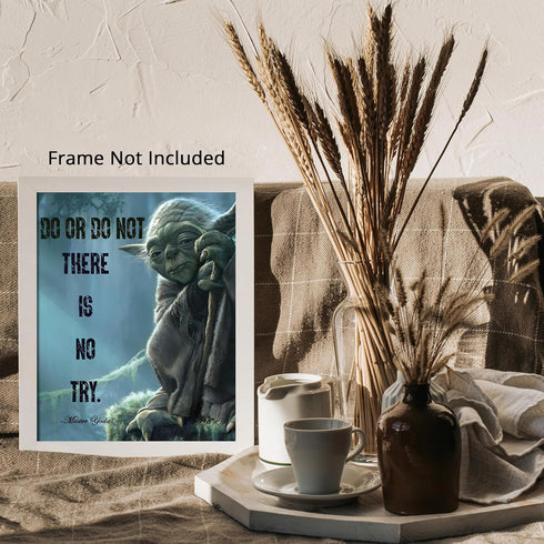 Posterizer 1 pcs-Master Yoda Quotes-Do or do not , there is no try-Movie & Cinema Art-Motivational & Inspirational Art-Gift for movie lovers- UNFR...