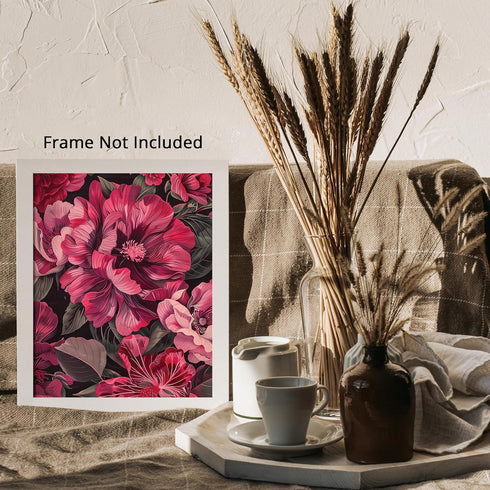 Posterizer 1 pcs-lush big pink flowers-Floral & Botanical Art-Abstract & Modern Art-Decor for Home & Office- UNFRAMED Wall Art...