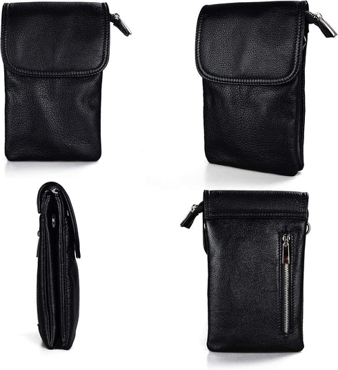 befen Genuine Leather Small Crossbody Bags for Women Cell Phone Bag Cross Body Purses,Silver Zipper...