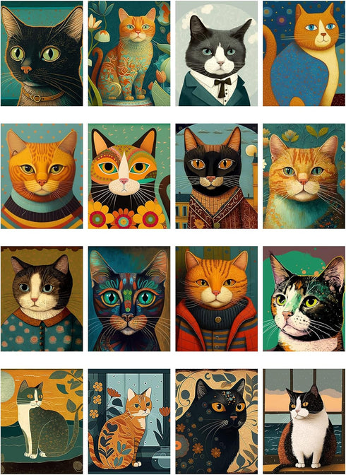 Decoupage Paper Pack (35 Sheets 6"x8") Naïve Art Cat Portraits FLONZ Vintage Pictures Reprint Cards for Decoupage, Craft and Scrapbooking...
