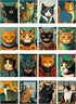 Decoupage Paper Pack (35 Sheets 6"x8") Naïve Art Cat Portraits FLONZ Vintage Pictures Reprint Cards for Decoupage, Craft and Scrapbooking...