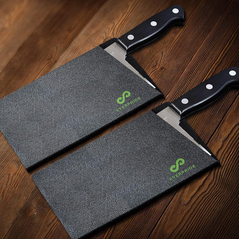 EVERPRIDE Butcher Chef Knife Edge Guards (2-Piece Set) Wide Knives Blade Edge Protectors - Meat Cleaver Knife Sheath Set - BPA-Free Chef Knife Cov...
