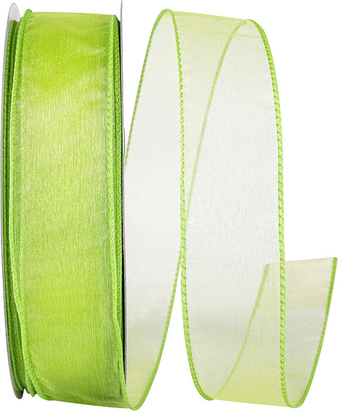 Reliant Ribbon 99908W-042-09K Sheer Lovely Value Wired Edge Ribbon, 1-1/2 Inch X 50 Yards, Apple Green...