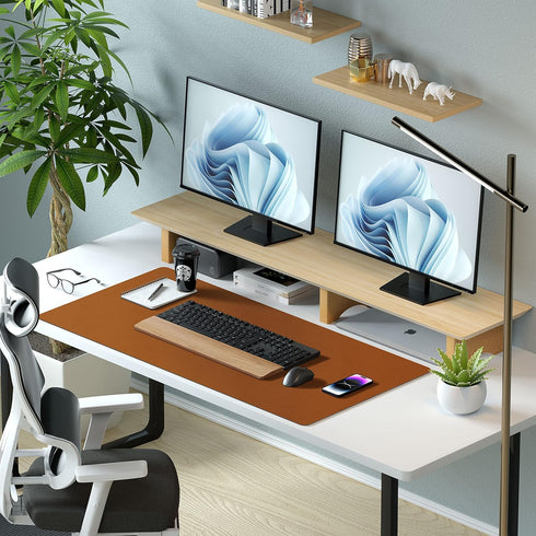 Leather Desk Pad Protector,Mouse Pad,Office Desk Mat, Non-Slip PU Leather Desk Blotter,Laptop Desk Pad,Waterproof Desk Writing Pad for Office and ...