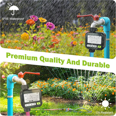 Sprinkler Timer, Water Timers for Hoses Programmable,Irrigation Timer Outdoor with 3-Time Modes/Rain Sensor/Manual Watering, Ipx5 Waterproof,1 Out...