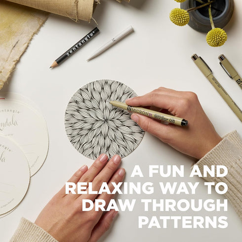 Sakura Zentangle Zendala Tool Set - Official Zentangle White Circular Paper Tiles - 4.625" Tiles - 11 Pieces...