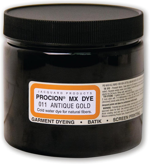 Jacquard Procion Tie Dye Powder Antique Gold 8oz Jar - for Permanent & Washfast Use as Ice Powder, Cold Water Fabric Clothing...