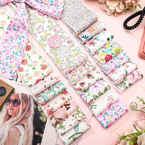 40 Pcs Floral Cotton Fabric Patchwork Roll Cotton Quilting Fabric Roll up Cotton Fabric Quilting Strips 2.55 Inch Precut Patchwork Roll for Craft ...