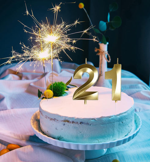 21st Birthday Candles,Gold Number 21 &12 Cake Topper for Birthday Decorations Party Decoration...