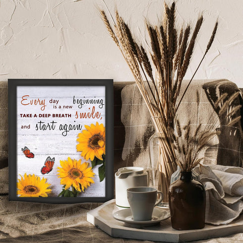 Posterizer 1 pcs-Every day is a new beginning-Motivational & Inspirational Art-Floral & Botanical Art-Gifts for Women-Decor for Home & Office- UNF...
