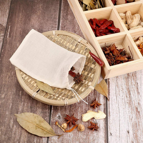 Boao 24 Pieces Spice Bags for Cooking Cheesecloth Bags for Straining Reusable Empty Tea Bags Drawstring Soup Bags Muslin Bags (3 x 4 Inch)...