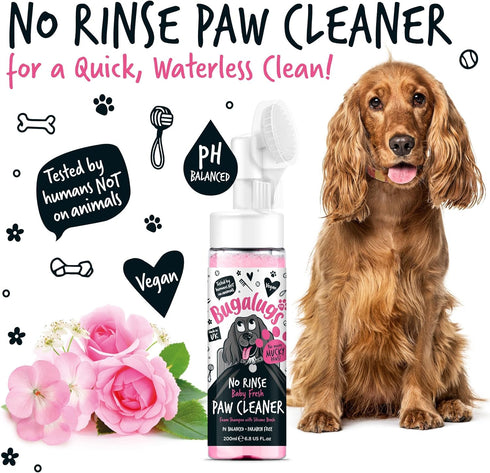 Dog Paw Cleaner No Rinse Foam Cat & Dog shampoo with Silicone Brush Head, waterless grooming products. Travel friendly paw cleaner for dogs defeat...