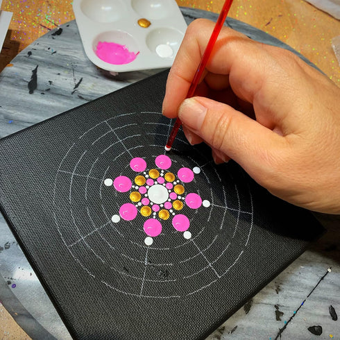 Mandala Stencil - 4 piece set including Super Flexible template - by Happy Dotting Company - stencils for mandala art and dot painting on mugs, bo...
