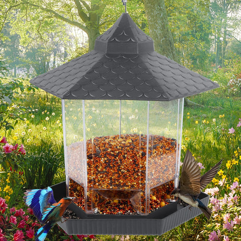 Twinkle Star Wild Bird Feeder Hanging for Garden Yard Outside Decoration, Hexagon Shaped Outside Hanging Bird Feeders for Outdoors Squirrel Proof,...