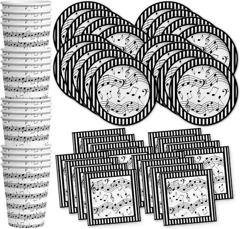 Music Notes Birthday Party Supplies Set Plates Napkins Cups Tableware Kit for 16...