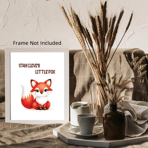 Posterizer 1 pcs-stay clever little fox-cute fox-Kids Room Art-Motivational & Inspirational Art-decor for nursery toddlers kids room- UNFRAMED Wal...