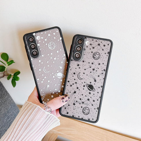 ZTOFERA for Samsung Galaxy S21 5g Case 6.2", Planet Sky Star Pattern Protective Phone Case Translucent Frosted Hard PC Back Silicone Bumper Shockp...