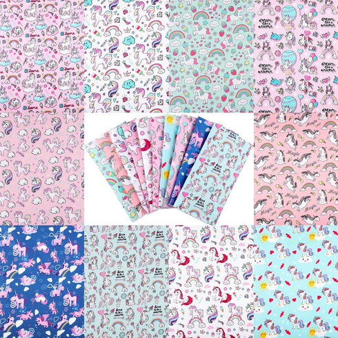 10 Pieces Unicorn Fabric Squares 20 x 20 Inch Precut Quilting Fabric Unicorn Rainbow Cartoon Pattern Fabric Bundles Unicorn Printed DIY Fabric for...