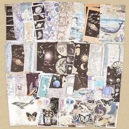 Knaid 200 Pieces Vintage Ephemera Bundle Junk Journal Kit Scrapbook Supplies Paper Sticker Material Pack for Art Journaling Bullet Journals Planne...
