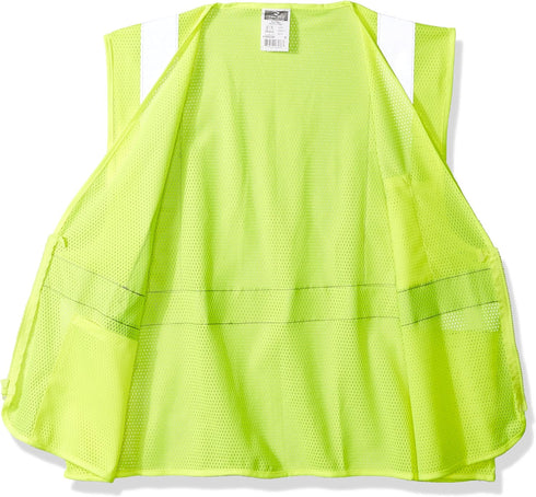 Radians SV2ZGMM Polyester Mesh Economy Class 2 High Visibility Vest with Zipper Closure, Medium, Green...