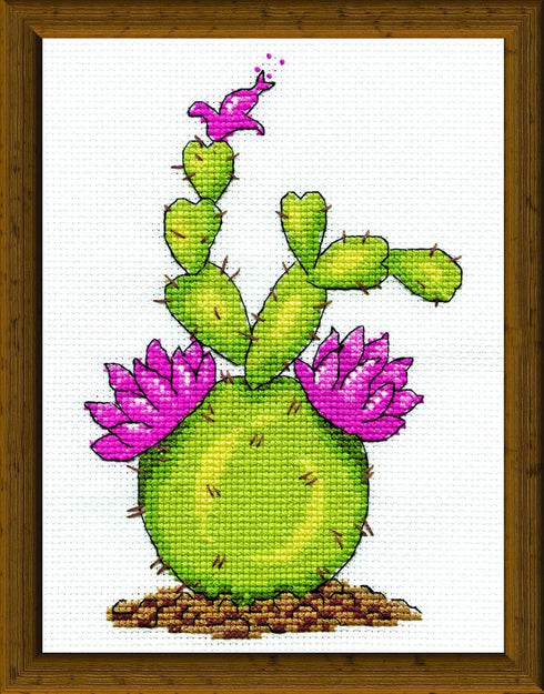 Design Works Crafts Cactus, 5 x 7 Counted Cross Stitch Kit, 5" x 7", White...