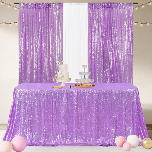 Poise3EHome Lavender Sequin Tablecloth 50×72 Inch Rectangle Sparkly Fabric Table Cover Overlay for Wedding Birthday Party Christmas Holiday Baby S...