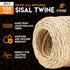 Sisal Twine - 2 Ply 150 Ft Thin Natural Fiber Rope on Spool - Rope Cat Scratching Post, Rope for Cat Scratcher, Cat Tree Replacement Parts, Pet To...