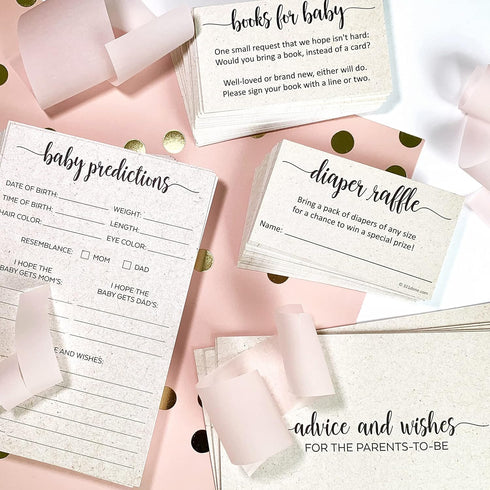 321Done Books for Baby Cards (Set of 50) 3.5 x 2 Baby Shower Insert for Invitations, Business Card Size, Book Instead of Card Request Gift, Small ...