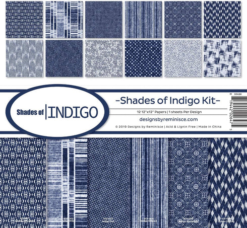 Reminisce Shades of Indigo Scrapbook Collection Kit, Multi Color Palette 12-x-12-Inch...