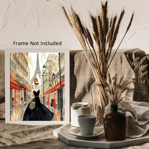 Posterizer 1 pcs-glamorous woman in stylish Parisian street 3-Inspirational Women's Art-Adventure Wall Art-Gift for Women, Fashionistas, Designer ...