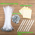 MILIVIXAY 100PCS 8 inch Candle Wicks with 100 Metal Tabs, 100PCS Candle Wick Stickers and 6PCS Wooden Candle Wick Holders - Wicks Coated with Para...
