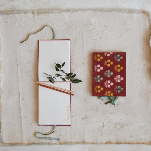 Creative Co-Op Embroidered Cotton Velvet Journal, Multicolor...