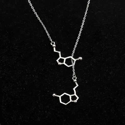 FUSTMW Happiness Serotonin Molecule Y Necklace Chemistry Jewelry Science Teacher Gifts for Science Lovers (25.5inches y necklace)...