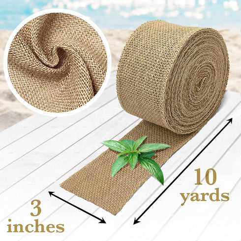 Burlap Ribbon 3 Inch Wide - Burlap Roll Fabric Ribbon, 10 Yard Burlap Ribbon for Crafts, Burlap Flower Wrap, Rustic Ribbon for Gifts, Holidays and...