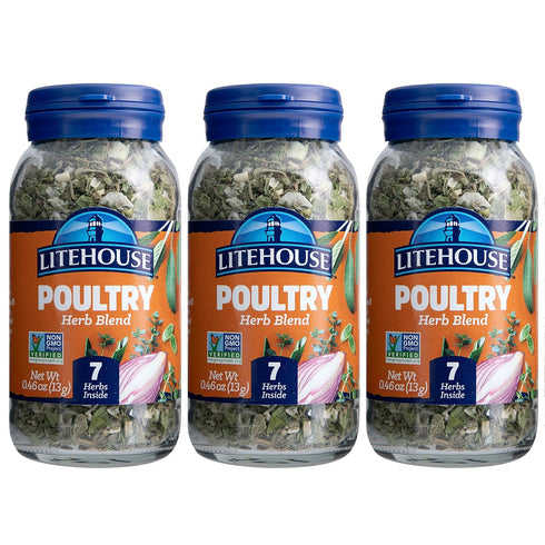 Litehouse Freeze Dried Poultry Herb Blend - Substitute for Fresh Poultry Herb, Jar Contains 7 Herbs, Organic, Poultry Herb Blend Seasoning, Non-GM...