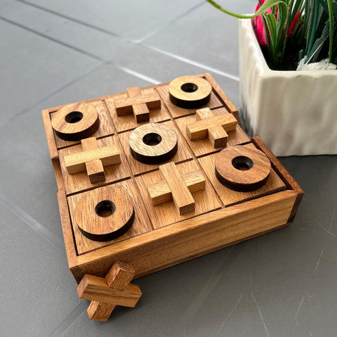 NUTTA - TicTacToe Tic Tac Toe Wooden Board XO OX Games Coffee Table Desk Toy Fun Game with Friends and Family Adult Games Travel Backyard Indoor O...
