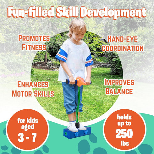 Terradactyl Foam Pogo Stick Coolest Toy Jumper for Kids 3, 4, 5, 6, 7 Years Old Inside & Outside Fun Dinosaur Themed Bungee Ideal Kids Fun, Gifts,...