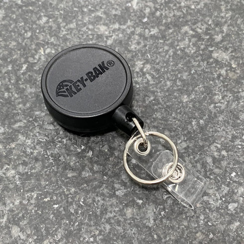 KEY-BAK MID6-Duo Heavy Duty Badge Reel and Keychain That Holds 10 Keys, Belt Clip, Black, Medium (0006-0804)...