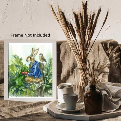 Posterizer 1 pcs-whimsical magical cute farmer bunny rabbit 2-Kids Room Art-Art for Animal Lovers-Gift for Daughter, Son, Kids- unframed wall art...