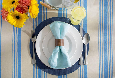 DII PVC Tabletop Collection Woven Indoor/Outdoor, Round Placemat Set, 13.75", Nautical Blue, 6 Piece...