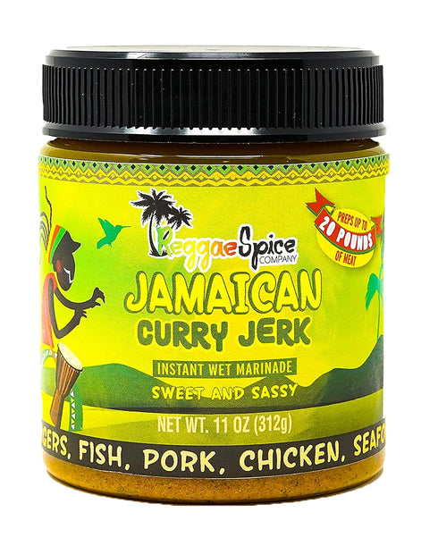 REGGAE SPICE Jamaican Curry Jerk Seasoning Authentic Wet Rub Marinade Sauce - Perfect for Beef, Pork, Chicken, Seafood, and Vegetables - 11 OZ, Sw...