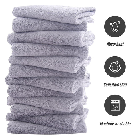 Sunny zzzZZ Ultra Soft 24 Pack Baby Washcloths - 10x10 Inches - Coral Fleece Extra Absorbent Wash Clothes for Babies, Infants and Toddlers - Sensi...