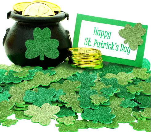 Zhanmai 200 Pcs St. Patrick's Day Shamrock Foam Stickers Glitter Green Clover Sticker Self-Adhesive Craft Sticker Shamrock Foam Cutout for Irish H...