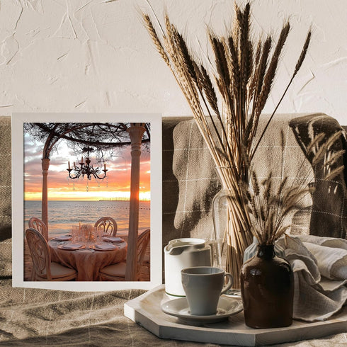 Posterizer 1 pcs-Valentine's day sunset dinner at the beach cute poster -2-Romantic Art-Holiday Poster Collection-Gift for Couples boyfriend girlf...