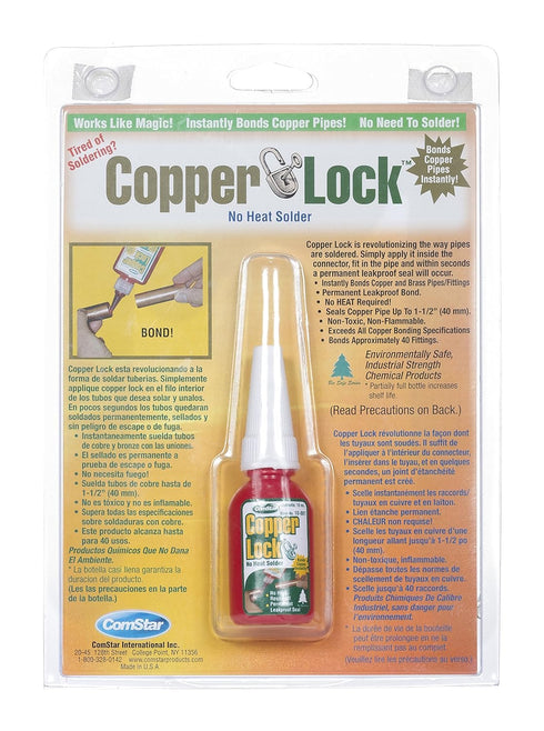 ComStar Copper Lock, No Heat Solder for Copper & Brass Pipes, Create A Permanent Leak-Proof Bond Instantly, Made in USA, 10 ml (10-801)...