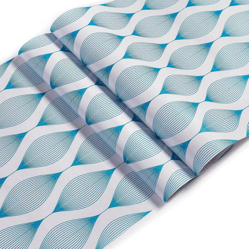5462-2 Peel and Stick Wallpaper Geometric Waves Curve 17.7" x 9.8ft Blue Abstract Stripe Contact Paper Self Adhesive Furniture Vinyl Decorative Fi...