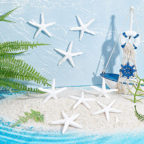 PH PandaHall 2.2 Inch Pencil Finger Starfish, 16pcs Starfish Ornaments Resin Nautical Coastal Beach Ocean Flatback Ornaments for Beach Wedding Par...