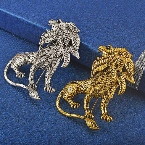 HUJUON Retro Lion Animal Pin Brooch for Men Women. Punk Suit Tie Pin for Husband Boyfriend Christmas Gifts...