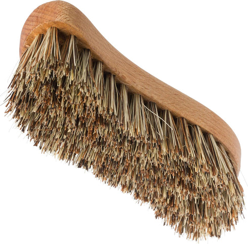 Redecker S-Shaped Union Fiber Scrub Brush with Oiled Beechwood Handle, 8-1/4 inches, Unique Shape Easily Reaches Corners, Resilient Natural Bristl...
