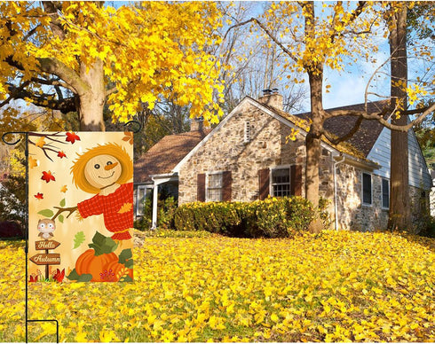 Happy Fall Garden Flags,Double Sided Autumn Flag Scarecrow Harvest Pumpkin Yard Decorations Fall House Flags 12 x 18 Inch Small Fall Yard Garden F...